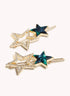 Marbelized Sparkle Star Duo Clip - Colors: Green Emerald Night & Peach Travertino